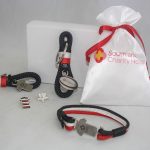 Marine rope keyring and bracelet with lapel pins and Southland Charity Hospital pouch